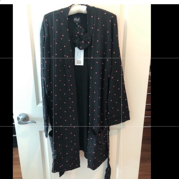 Plush Apparel Fleece Heart Print Robe NW T - Picture 5 of 13